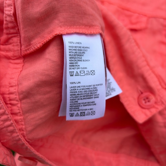 Tommy Bahama Women Coral Pink 100% Linen Button Up Trucker Jacket Size Large - Picture 5 of 10